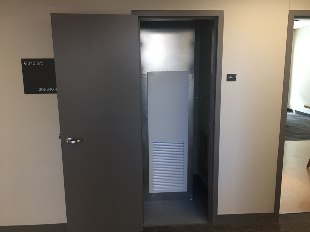 HVAC Fan Coil Unit in Mechanical Closet at Case Western Reserve University